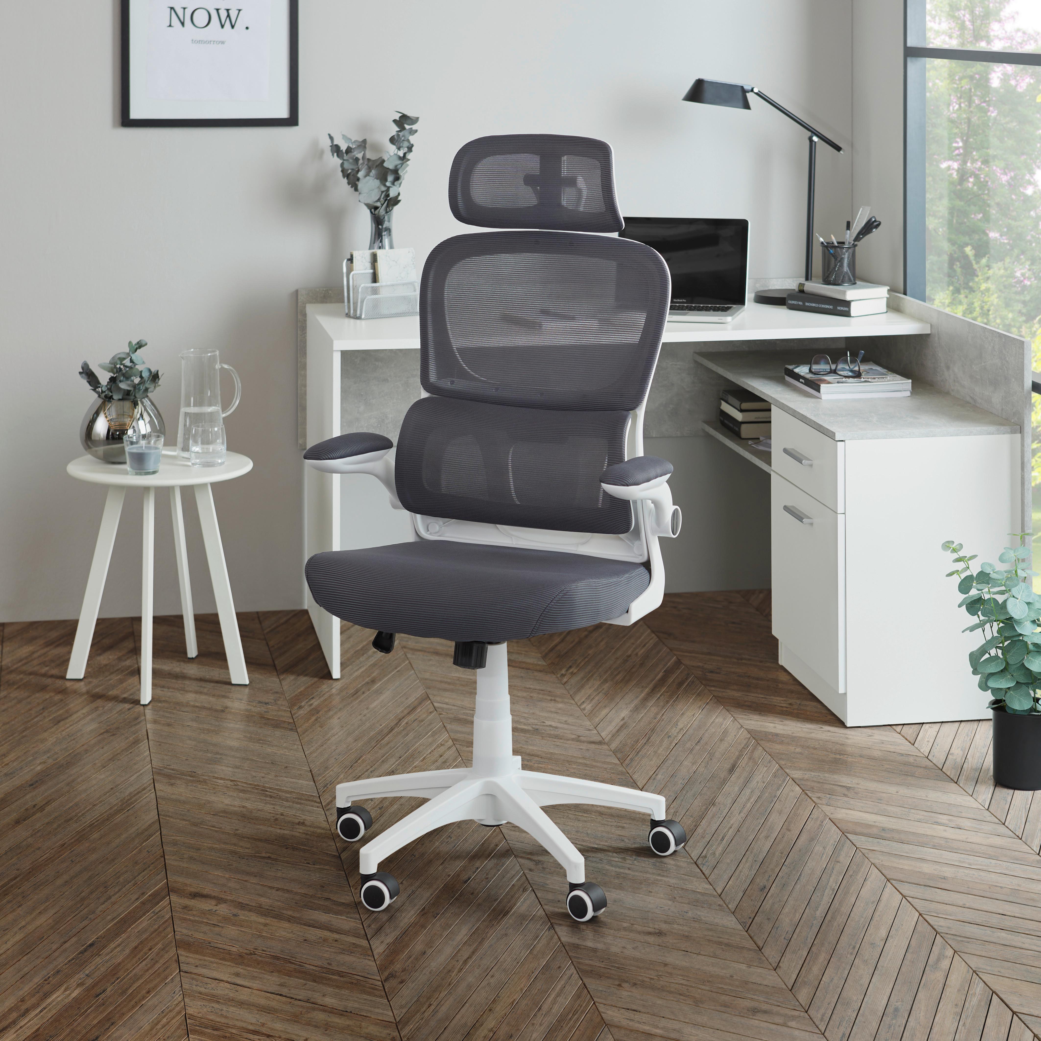 Kancelářske křeslo GARY 2 - šedá/bílá, Moderní, textil/plast (62/115-125/65cm) - Based