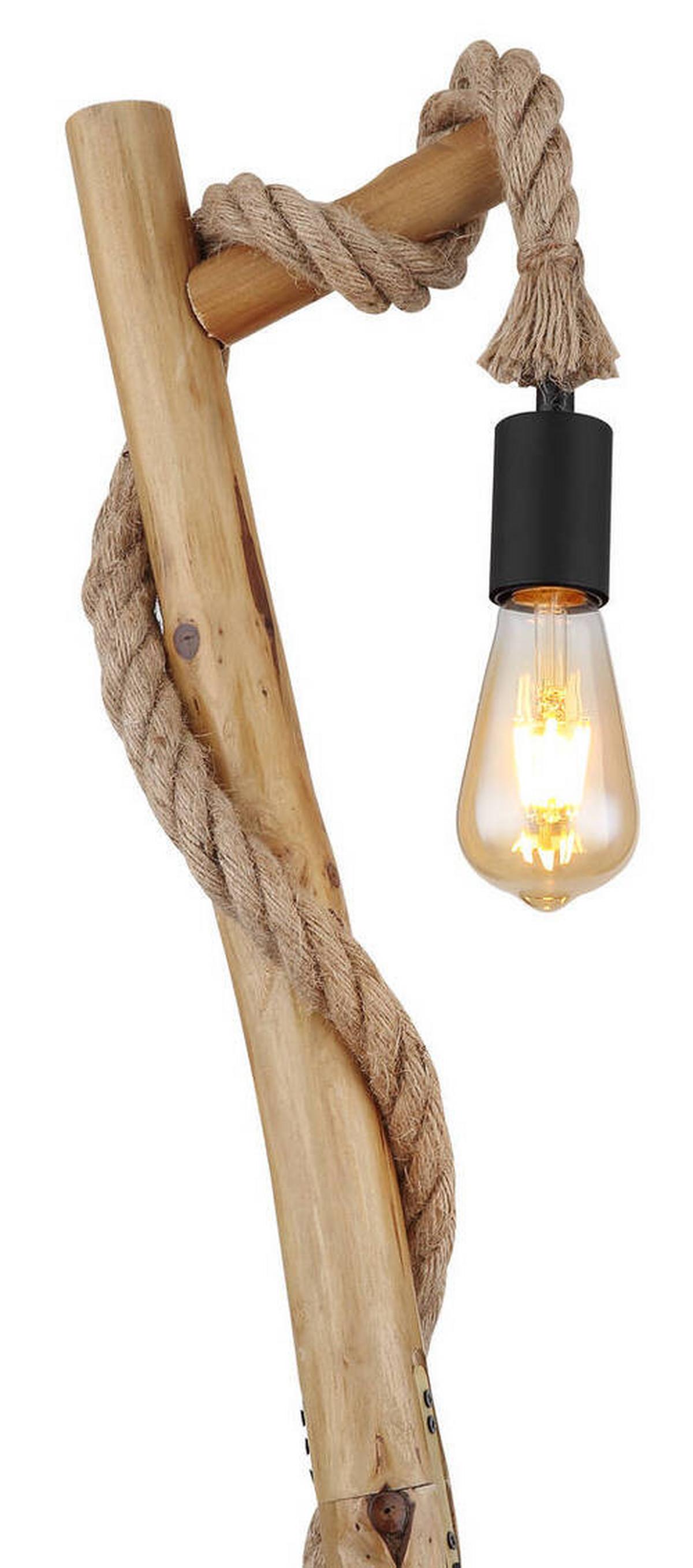 Stehleuchte 69029s - Schwarz/Braun, Natur, Naturmaterialien/Holz (42,5/30/150cm) - Globo