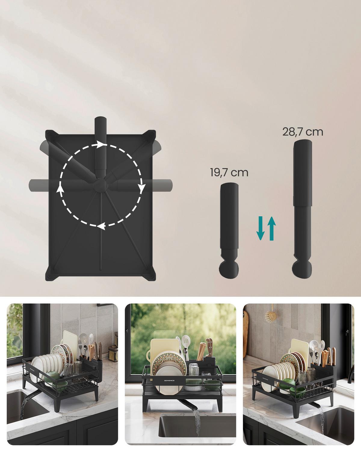 Geschirrabtropfkorb Metall/Kunsstoff - Schwarz, Basics, Kunststoff/Metall (42,4/22,6/35,4cm)