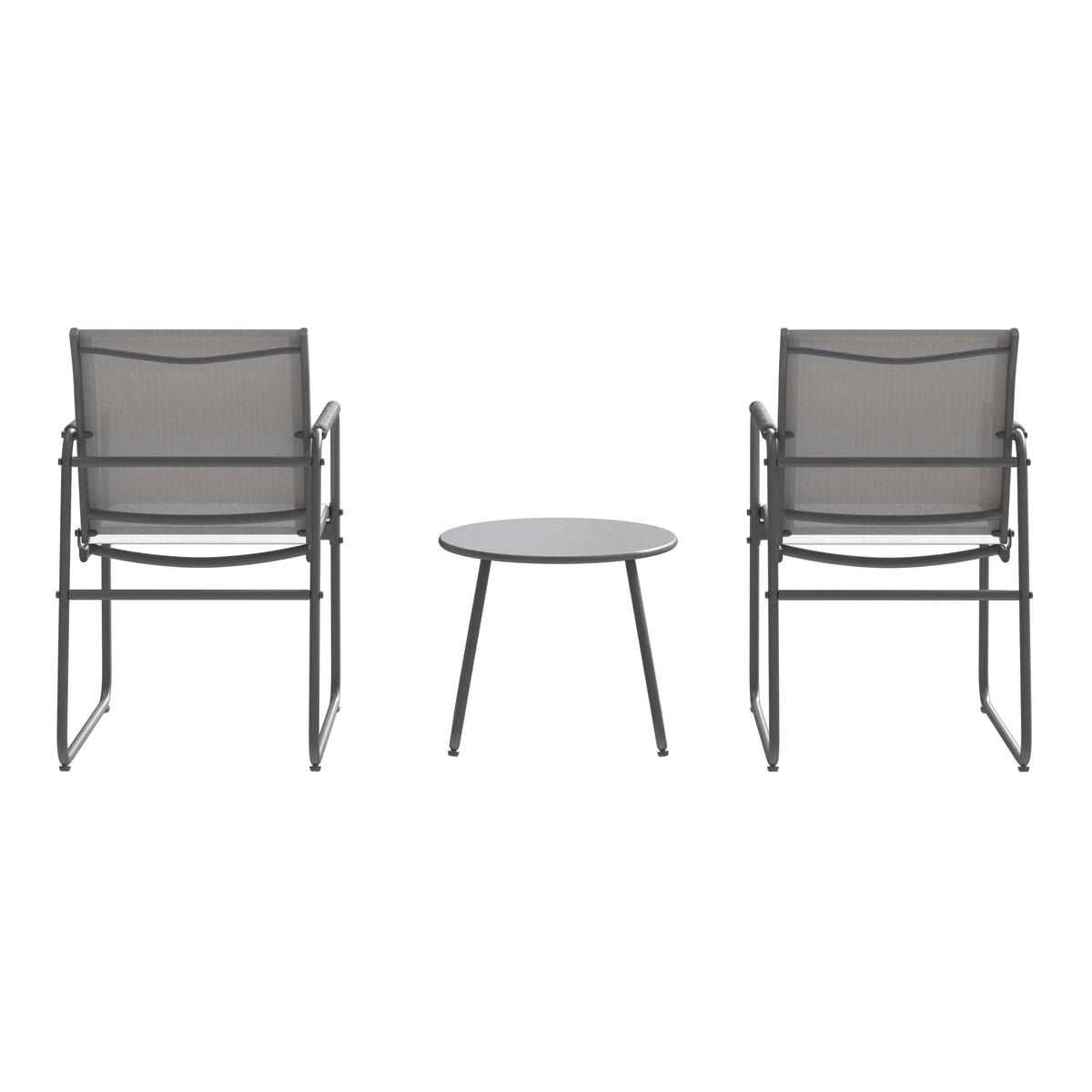 Balkonset Braga - Anthrazit/Hellgrau, MODERN, Textil/Metall - Beldano