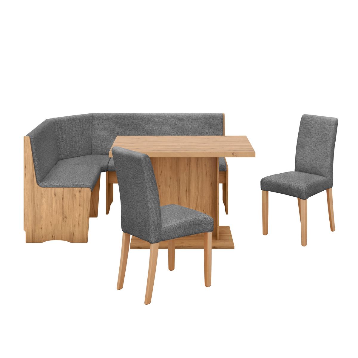 Eckbank Leipzig Webstoff dunkelgrau, 125x165cm - Dunkelgrau/Eiche Artisan, ROMANTIK / LANDHAUS, Holzwerkstoff/Textil (125/165cm)