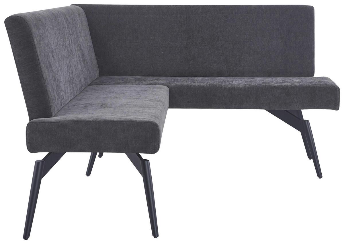 Eckbank Tinos Dunkelgrau, S: 150x190 cm - Dunkelgrau/Schwarz, KONVENTIONELL, Textil/Metall (150/190cm) - MID.YOU