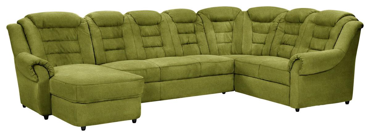 Wohnlandschaft Boston Grün Chenille - Schwarz/Grün, KONVENTIONELL, Textil (165/333/216cm) - Livetastic