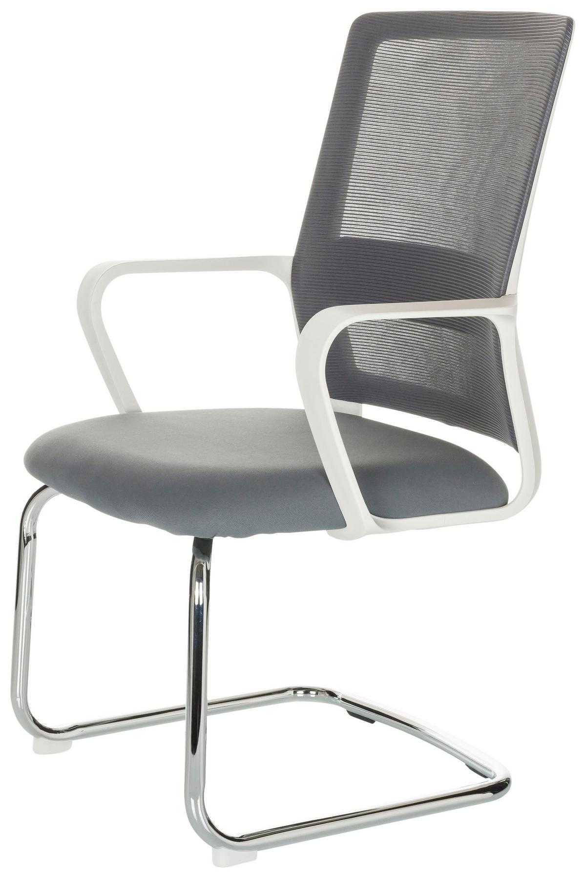Besucherstuhl Visiter W - Silberfarben/Weiß, Basics, Kunststoff/Textil (60/97-98/60cm) - MID.YOU
