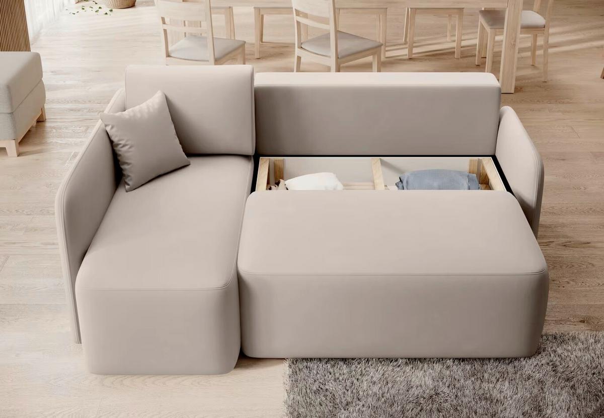 Ecksofa Hadson Beige S: 150x206 cm - Beige/Schwarz, Design, Textil (150/206cm) - MID.YOU