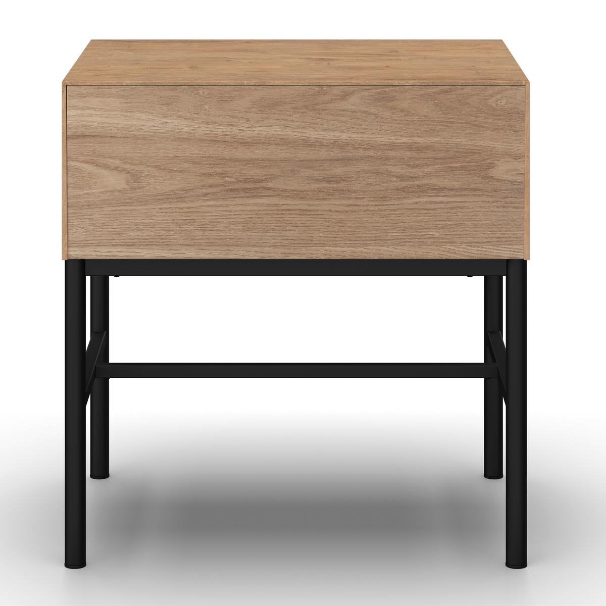 Noční stolek MILANO dyha - černá/barvy jasanu, Moderní, kov/dřevo (47,5/51/36cm) - Bessagi Home