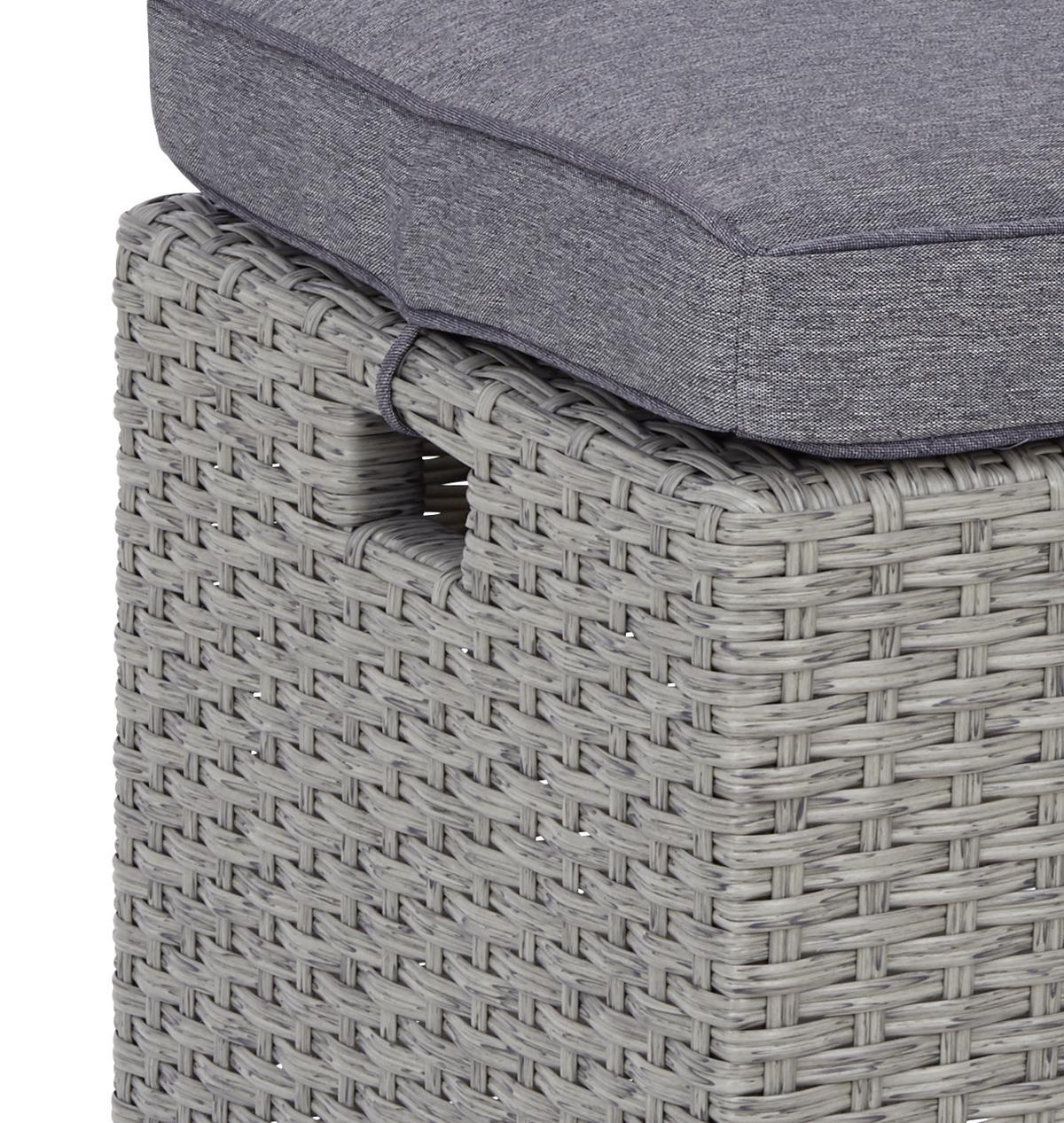 Loungegarnitur 6-tlg Athena In Rattan-Optik Mit Kissen - Schwarz/Grau, MODERN, Glas/Kunststoff - Beldano