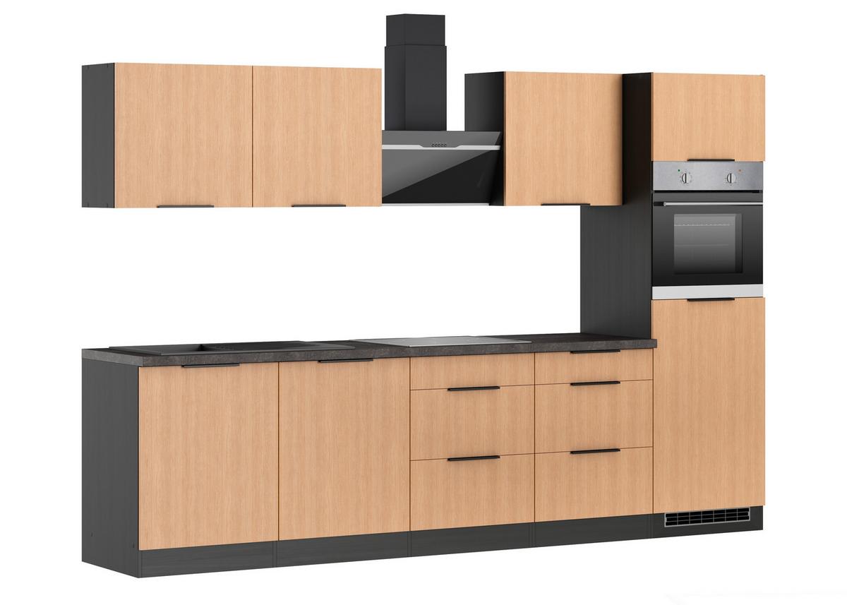 Küchenblock Glasgow Eichefarben/graphit B: 300 Cm - Eichefarben/Graphitfarben, LIFESTYLE, Holzwerkstoff (300cm) - Held