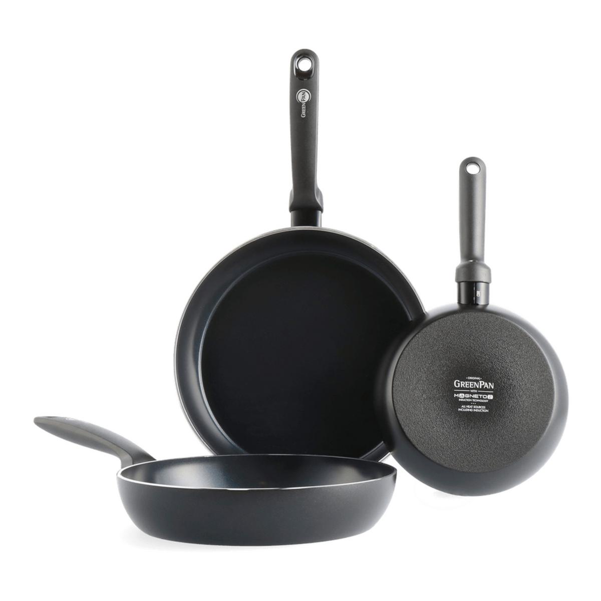 Pfannenset Torino 3-Teilig Schwarz D: 20/24/28 cm - Schwarz, Basics, Kunststoff/Metall - GreenPan