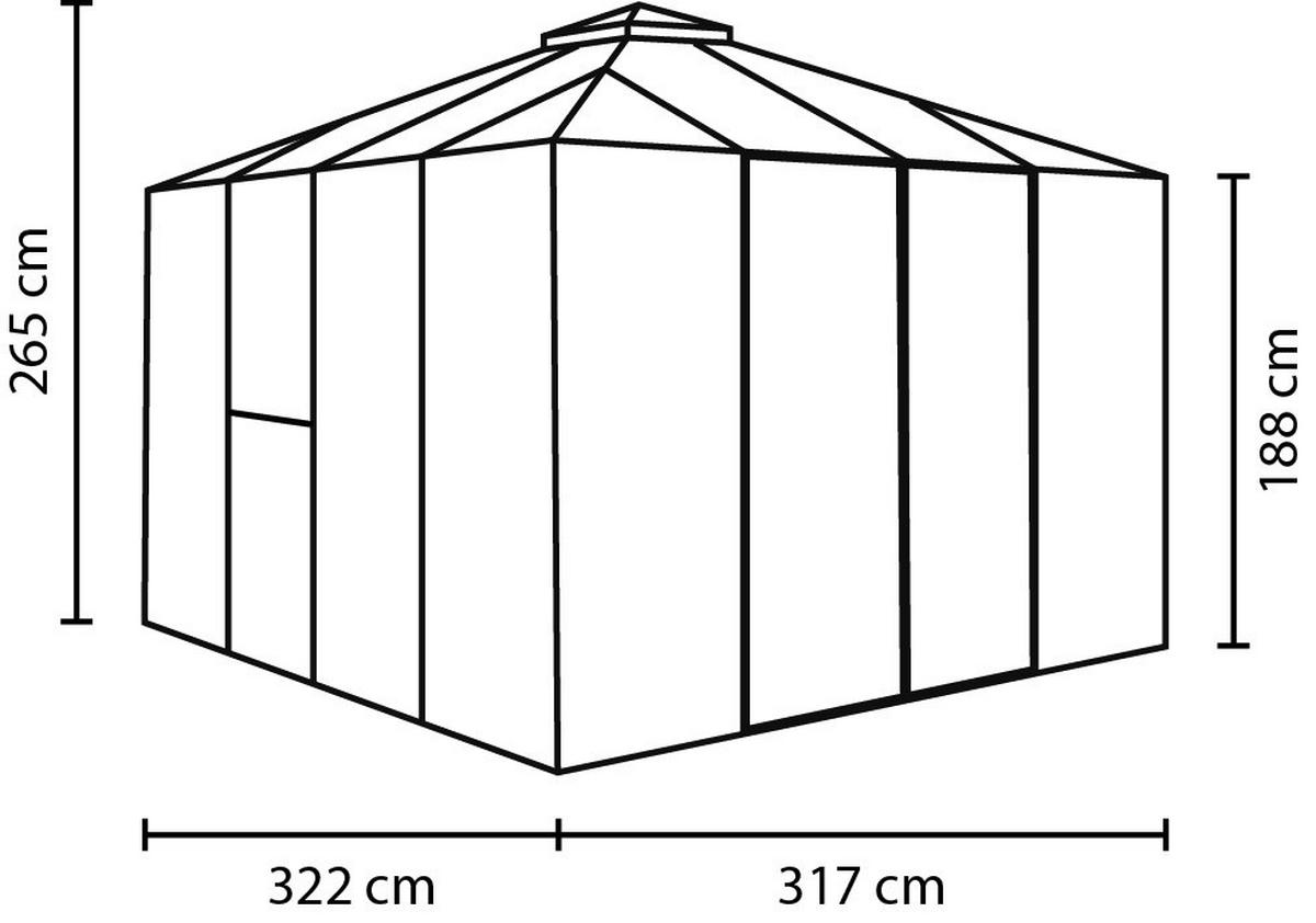 Premiumgewächshaus Fortuna Mit Pavillondach Schwarz - Schwarz, Basics, Glas/Kunststoff (317/264,5/321,5cm)