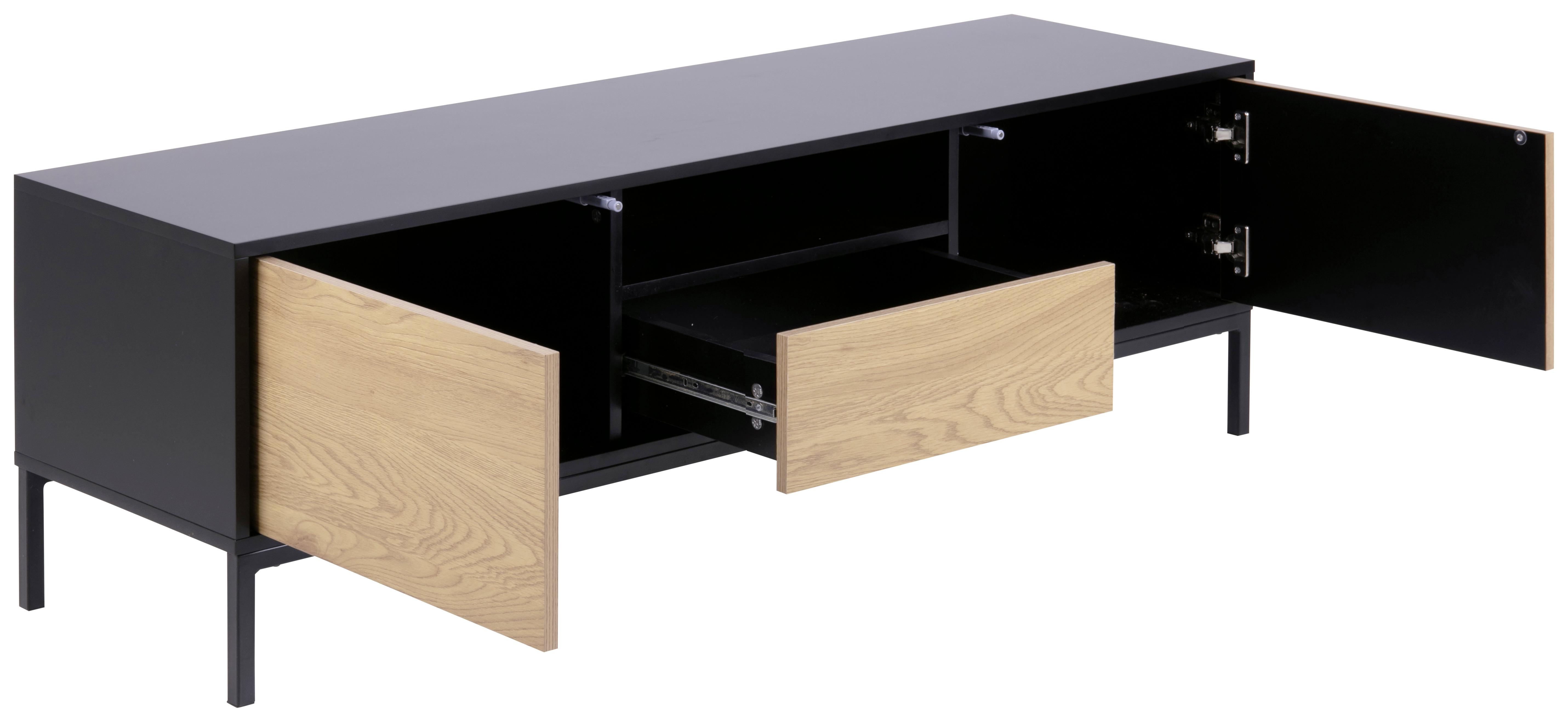 Lowboard Seaford B: 140 cm Schwarz/Eiche Dekor - MODERN (140/45/40cm) - MID.YOU