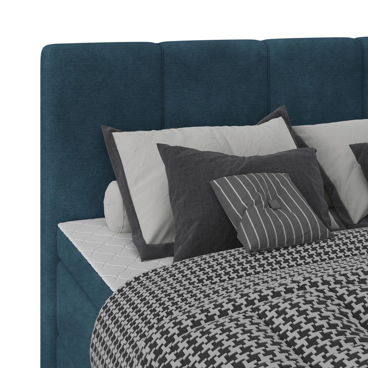 Boxspringbett mit Topper & Bettkasten 120x200 Lauro - Blau/Schwarz, Trend, Textil (120/200cm)