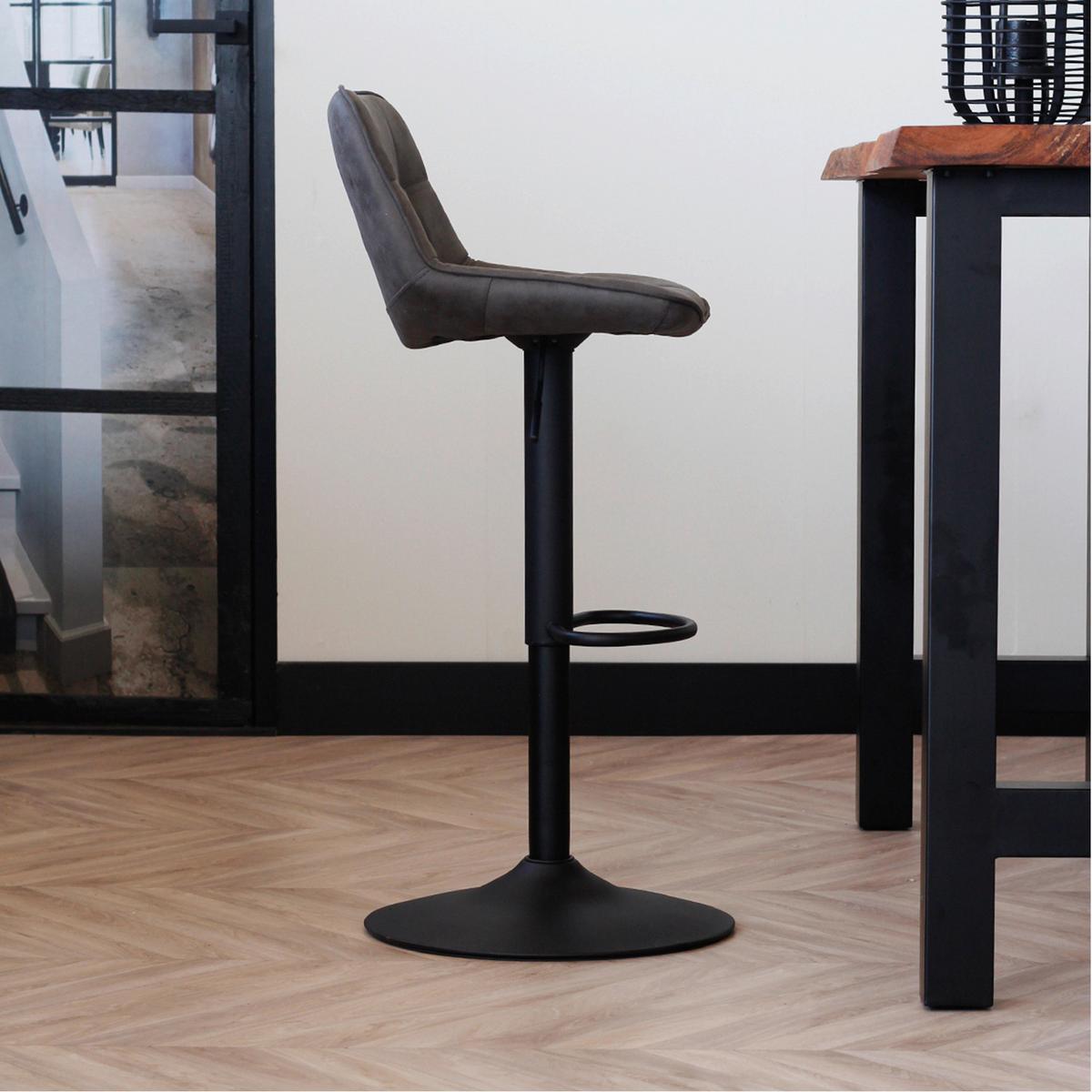 Barhocker-Set Ezra - Anthrazit/Schwarz, LIFESTYLE, Textil/Metall (49/87/43cm) - MID.YOU