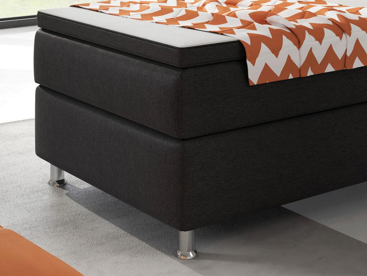 Boxspringbett Mit Topper 90x200 Cm Berlin F - Silberfarben/Schwarz, KONVENTIONELL, Textil (90/200cm) - MID.YOU