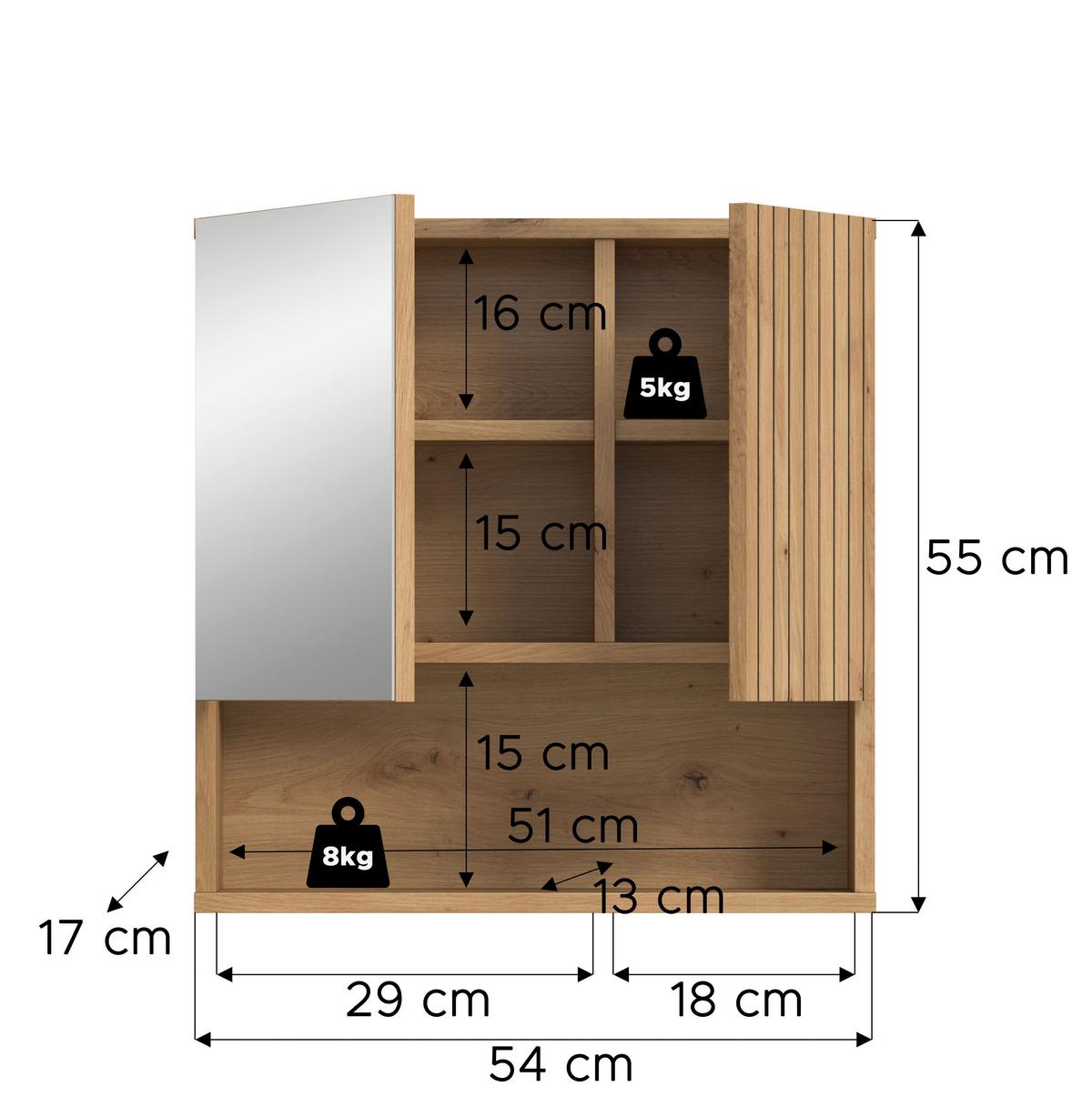 Spiegelschrank Mone Eiche Artisan B: 60cm - Eiche Artisan, Basics, Holzwerkstoff (60/55/17cm) - MID.YOU