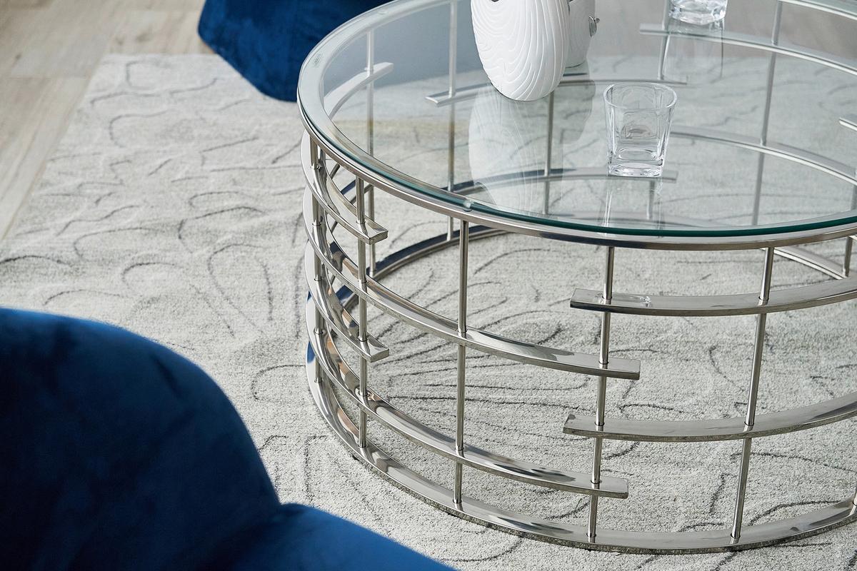 Couchtisch Silberfarben L: 90 cm - Silberfarben, Design, Glas/Metall (90/90/42cm) - Livetastic