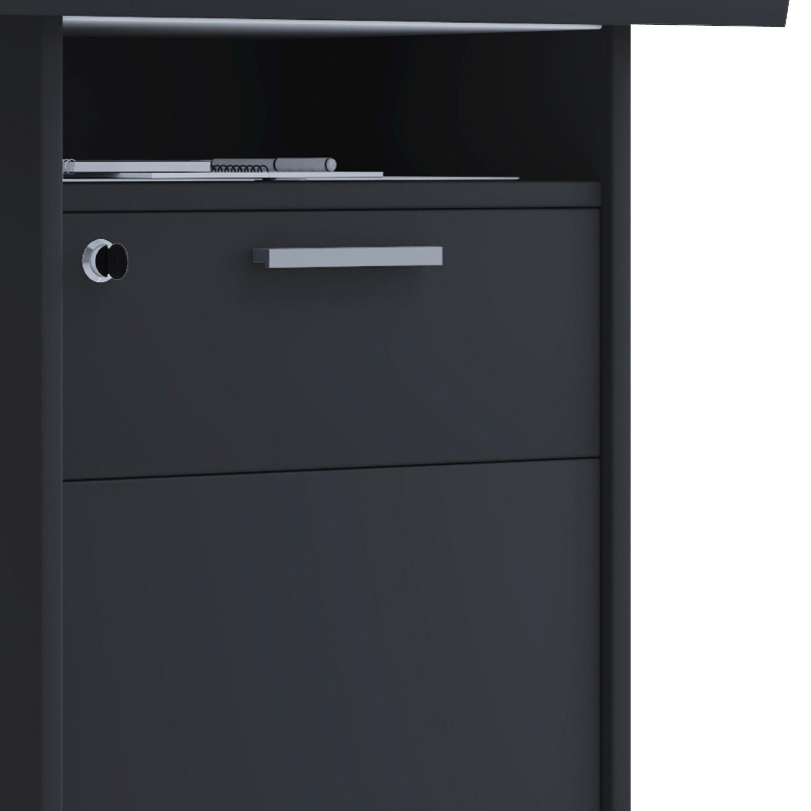 Stehpult mit Stauraum B: 60 cm H: 120 cm Meeta, Schwarz - Schwarz, Basics, Holzwerkstoff (60/50/120cm) - MID.YOU