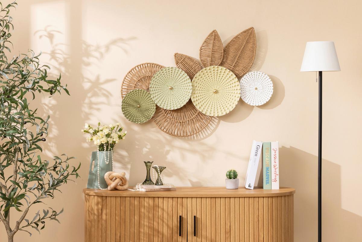 Wanddeko Nicole - Goldfarben/Naturfarben, KONVENTIONELL, Papier/Metall (89,5/6/66cm) - Luca Bessoni