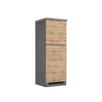 Kühlschrank-Umbauschrank Turin 60 cm Graphitfarben/Eiche - Eiche Wotan/Graphitfarben, Design, Holzwerkstoff (60/166/60cm) - Held