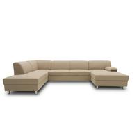 Wohnlandschaft Jamie Mit Schlaffunktion Beige - Chromfarben/Beige, KONVENTIONELL, Textil (195/308/150cm) - MID.YOU