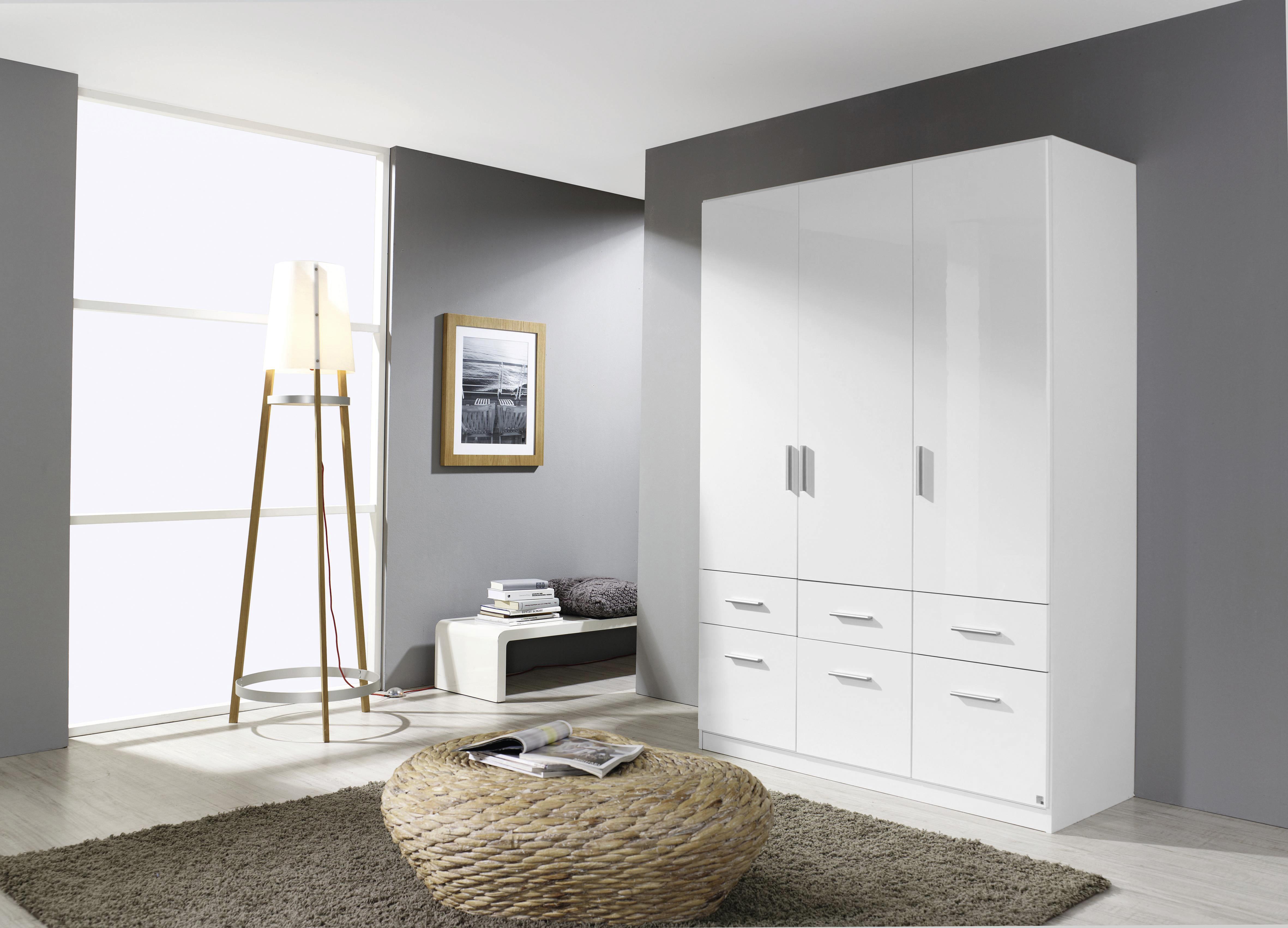 Šatníková Skriňa Celle - biela/farby hliníka, Moderný, drevo/plast (136/197/54cm)