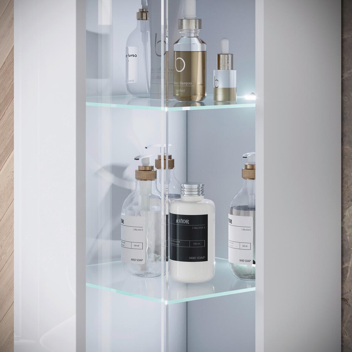 Badezimmer Narobi Weiß B: 120,4 cm - Weiß Hochglanz/Weiß, Trend, Glas/Keramik (120,4cm) - P & B