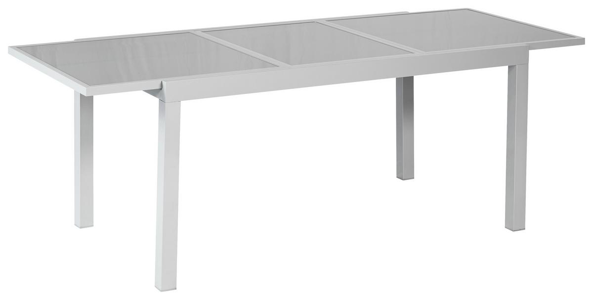 Gartengarnitur 5-Tlg. Carrara Metall/Textil/Glas - Silberfarben/Schwarz, KONVENTIONELL, Glas/Textil - Gardenson