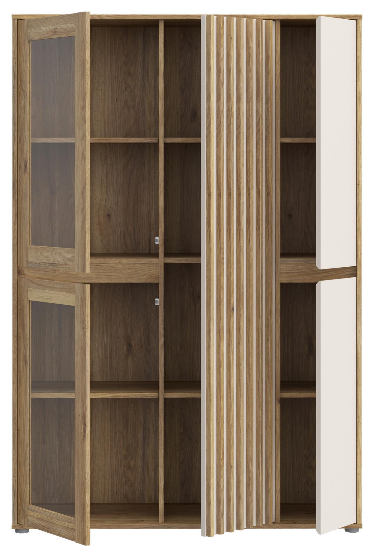 Vitrin Eliston - tölgyfa színű/homokszínű, Natur, műanyag/faalapú anyag (109,3/161,7/41,5cm) - Modern Living