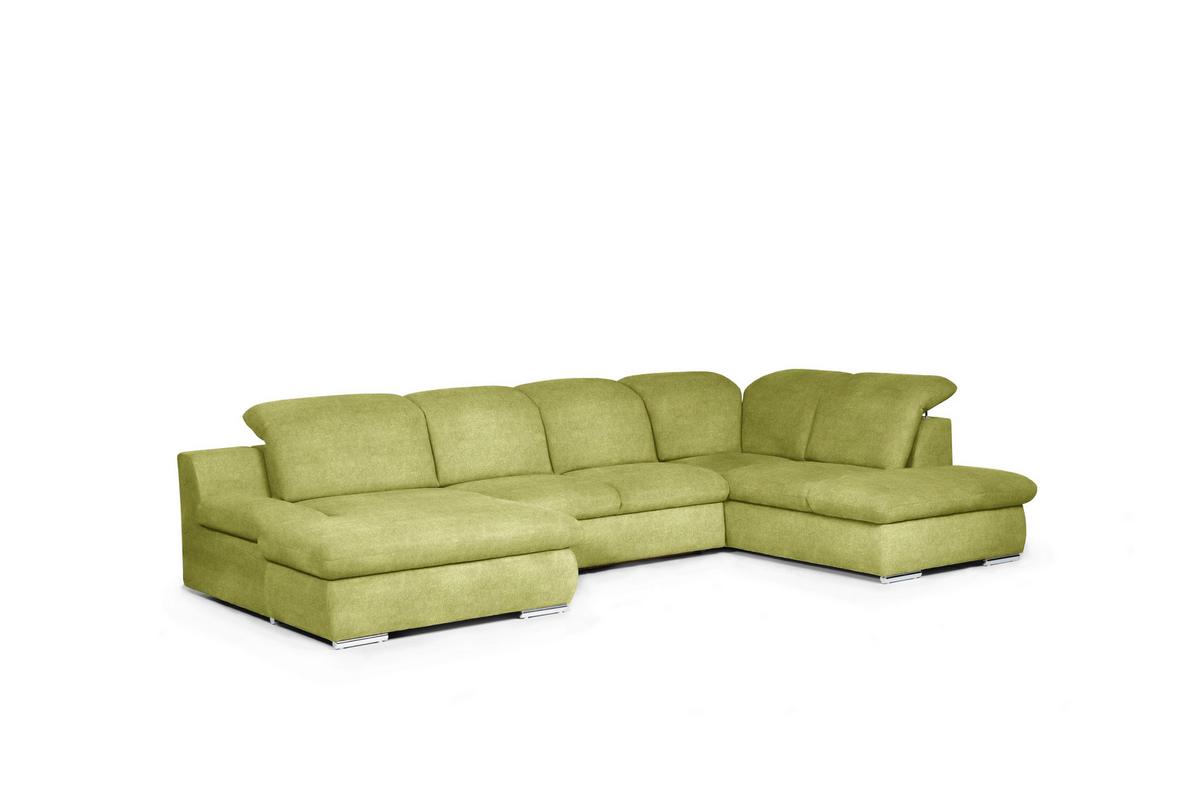 Wohnlandschaft Isona Grün - Chromfarben/Grün, Design, Textil (165/353/212cm) - Livetastic