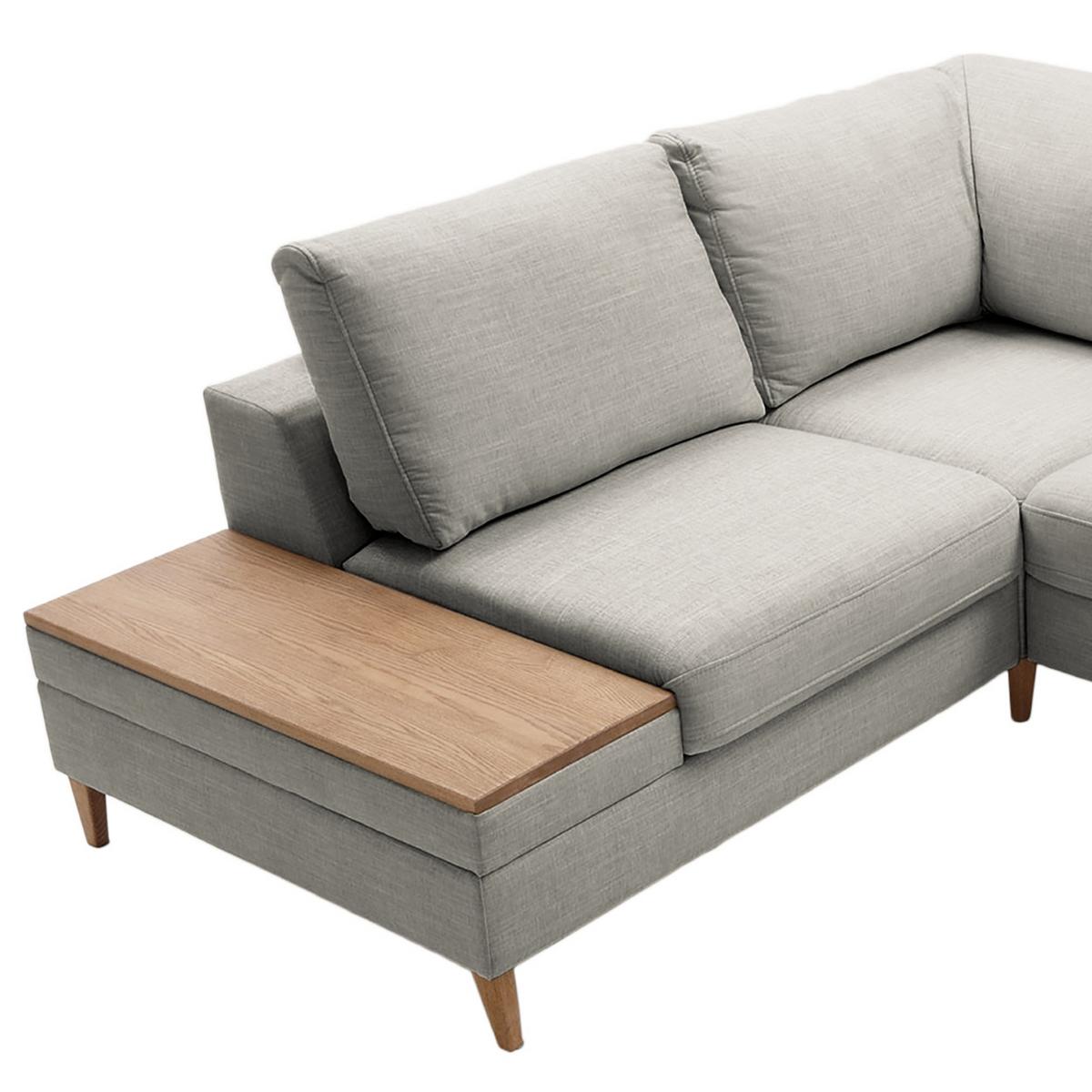 Ecksofa Alika, Grau S: 204x260 cm - Eschefarben/Grau, MODERN, Textil (204/260cm) - Trendmanufaktur