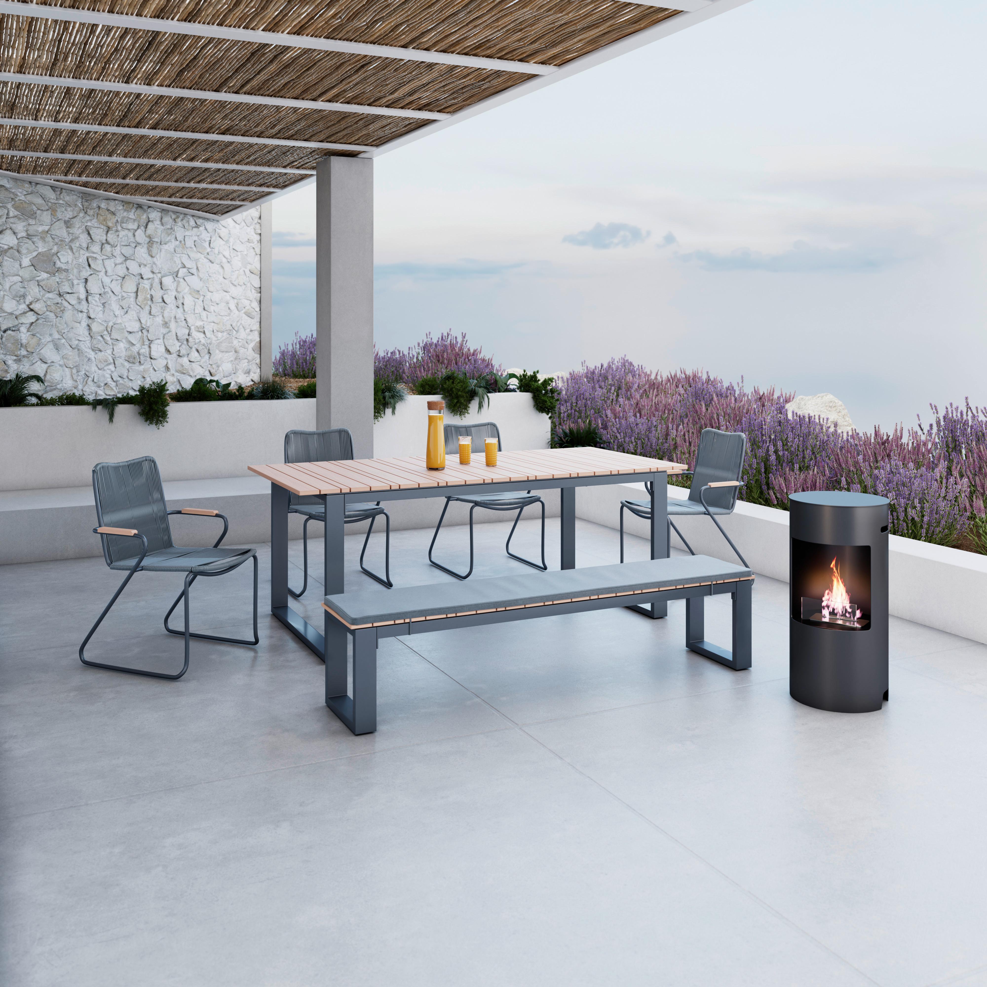 Záhradná súprava HELEN - čierna/sivá, Modern, kov/textil (330/198/88cm) - Bessagi Garden