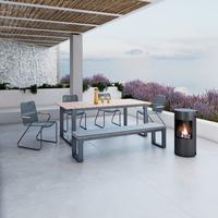 Záhradní souprava HELEN - šedá/barvy teak, Moderní, kov/textil (330/198/88cm) - Bessagi Garden