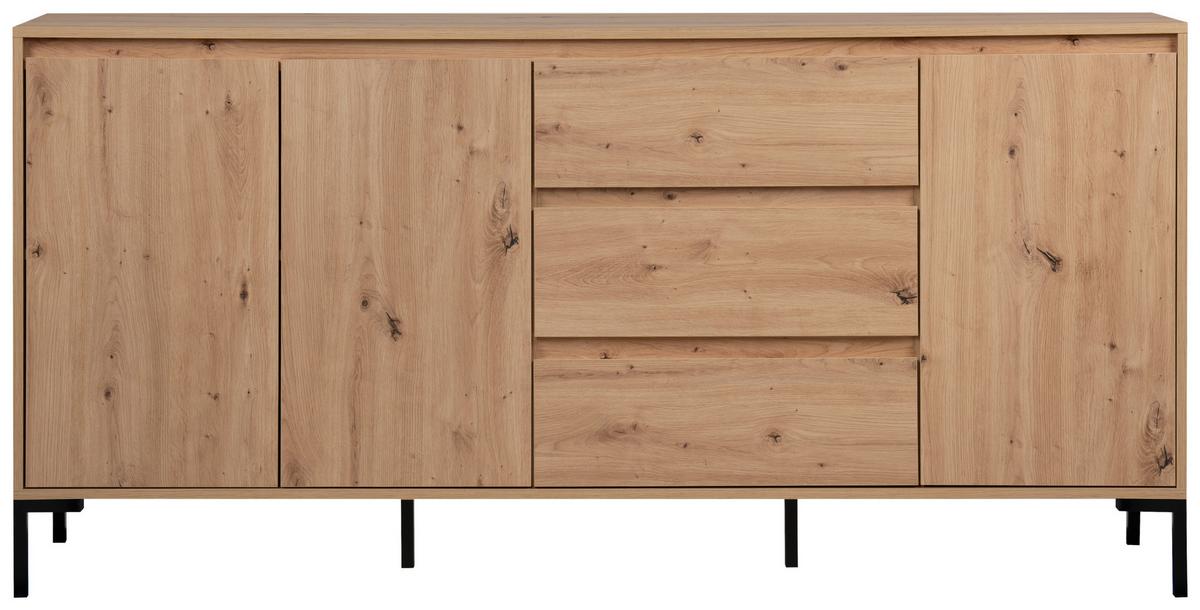Sideboard 150cm Korsika Eiche Artisan Dekor - Schwarz/Eiche Artisan, Design, Holzwerkstoff (170/87/40cm) - MID.YOU