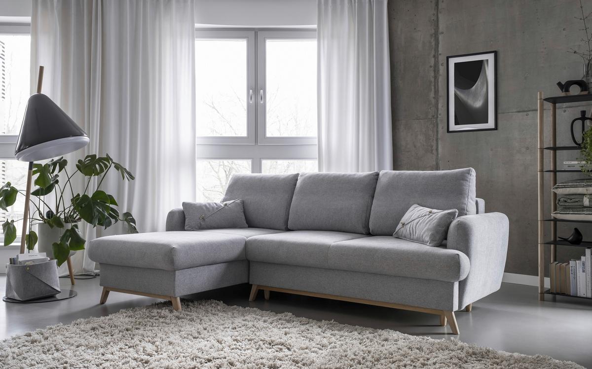 Ecksofa Scandic Lagom Beige S: 157x235 cm - Hellgrau/Naturfarben, Textil (157/235cm) - MID.YOU