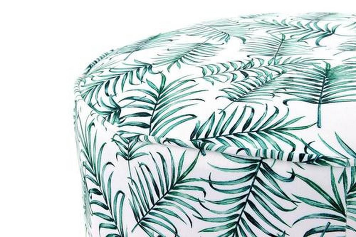 Stapelhocker Indira Flower Weiß Grün H: 32/36 cm 2er-Set - Weiß/Grün, Basics, Kunststoff/Textil (45+58cm) - Kayoom