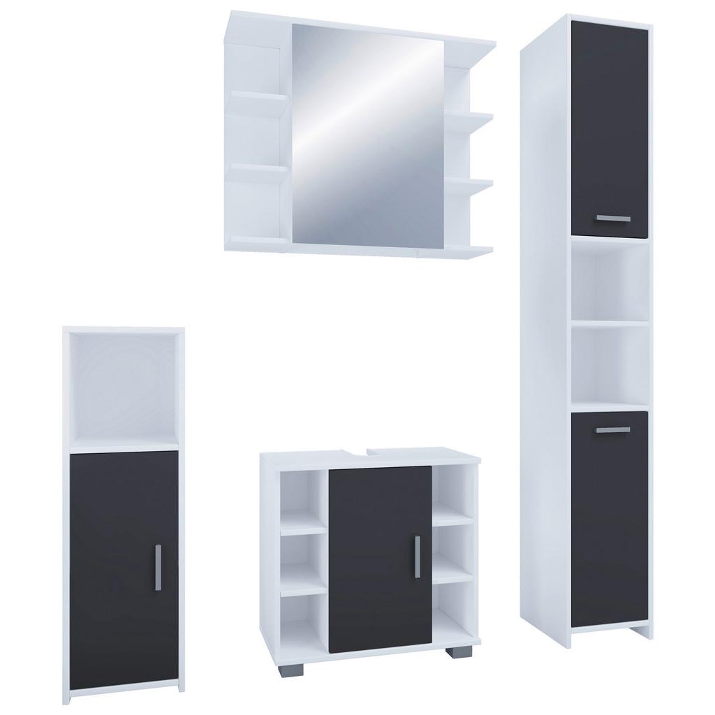 Badmöbel-Set 4--Teilig. Zalo B: 140 cm Schwarz/Weiß
