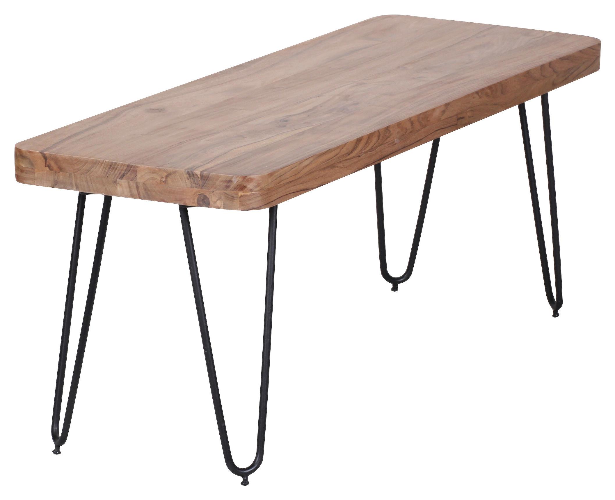 Lavica z masívneho dreva Bagli 160 cm - čierna/farba akácie, Modern, kov/drevo (160/45/40cm) - MID.YOU