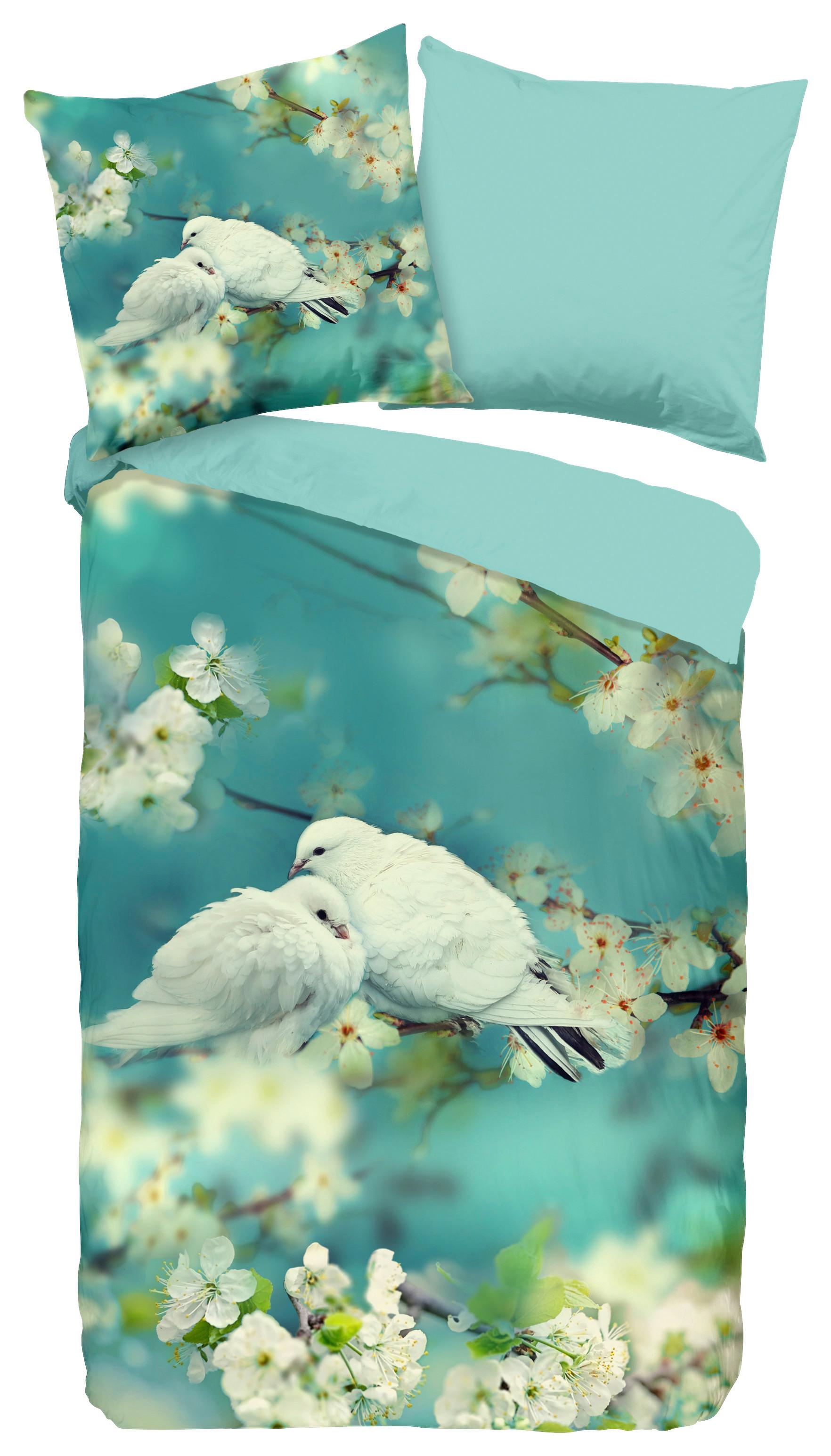 Wendebettwäsche Loving Grün Türkis 155x220 cm - Türkis/Grün, Natur, Textil (155/220cm)