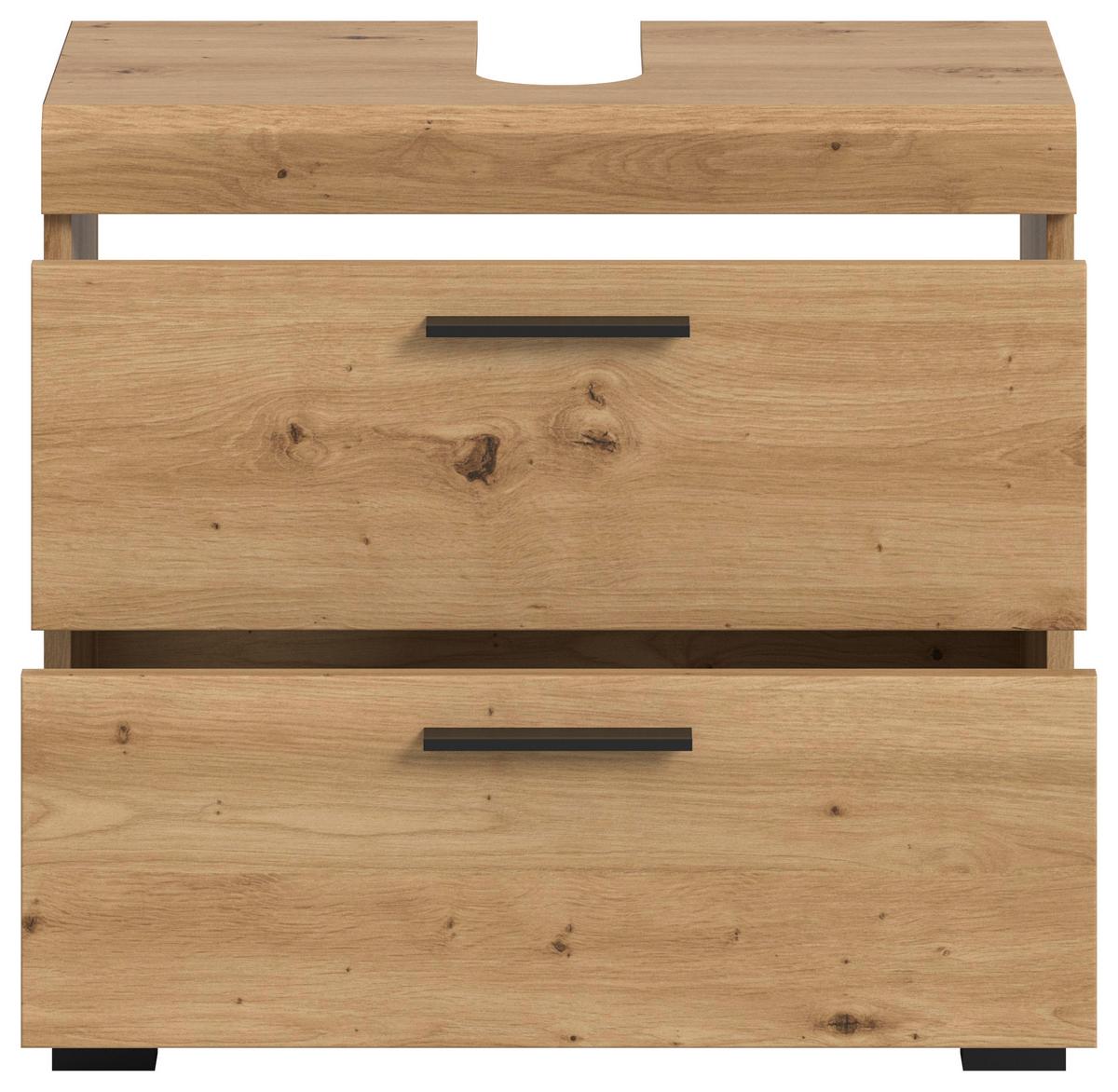 Waschbeckenunterschrank Scout Eiche Artisan Dekor B: 60cm - Schwarz/Eiche Artisan, Trend, Holzwerkstoff (60/56/34cm) - MID.YOU