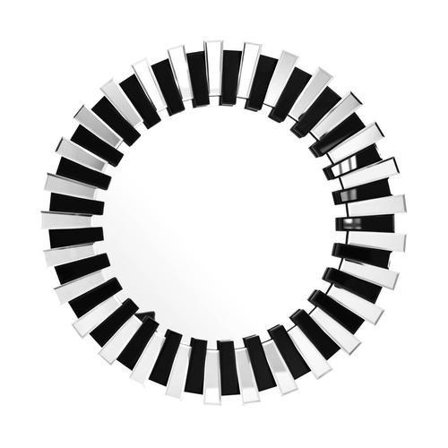 Wandspiegel Apollon Rund Ø 80 cm Metall Schwarz/Silberfarben - Silberfarben/Schwarz, Basics, Glas/Metall (80/80/5cm) - Kayoom