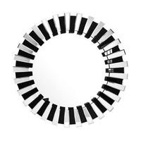 Wandspiegel Apollon Rund Ø 80 cm Metall Schwarz/Silberfarben - Silberfarben/Schwarz, Basics, Glas/Metall (80/80/5cm) - Kayoom