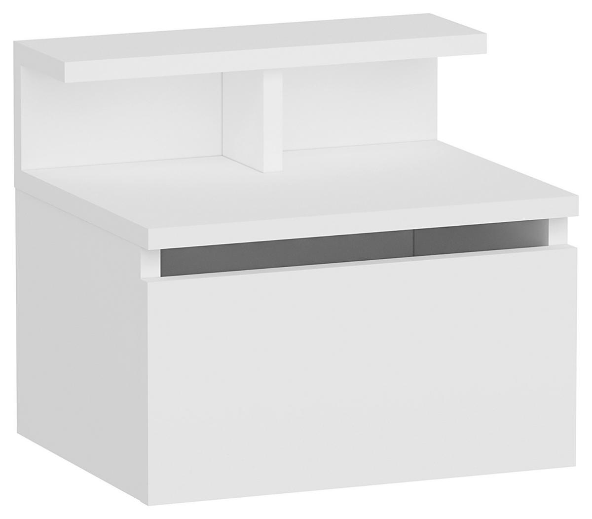 Nachtkästchen Weiß H: 35 cm, Hades - Weiß, Design, Holzwerkstoff (39,8/35/31,6cm) - MID.YOU