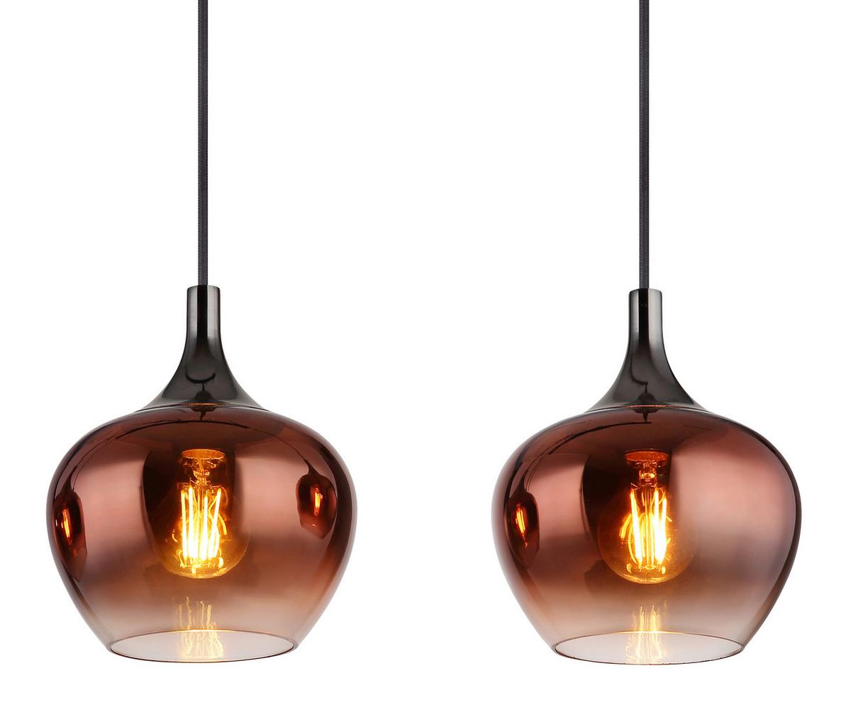 Hängeleuchte Exkl. 4xe27, 40w - Klar/Schwarzchrom, Design, Glas/Textil (100/18/120cm) - Globo