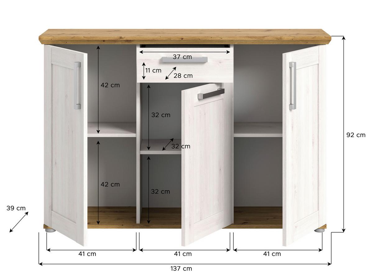Kommode Verona Lärche B: 133 cm - KONVENTIONELL, Holzwerkstoff (133/88/37cm) - MID.YOU