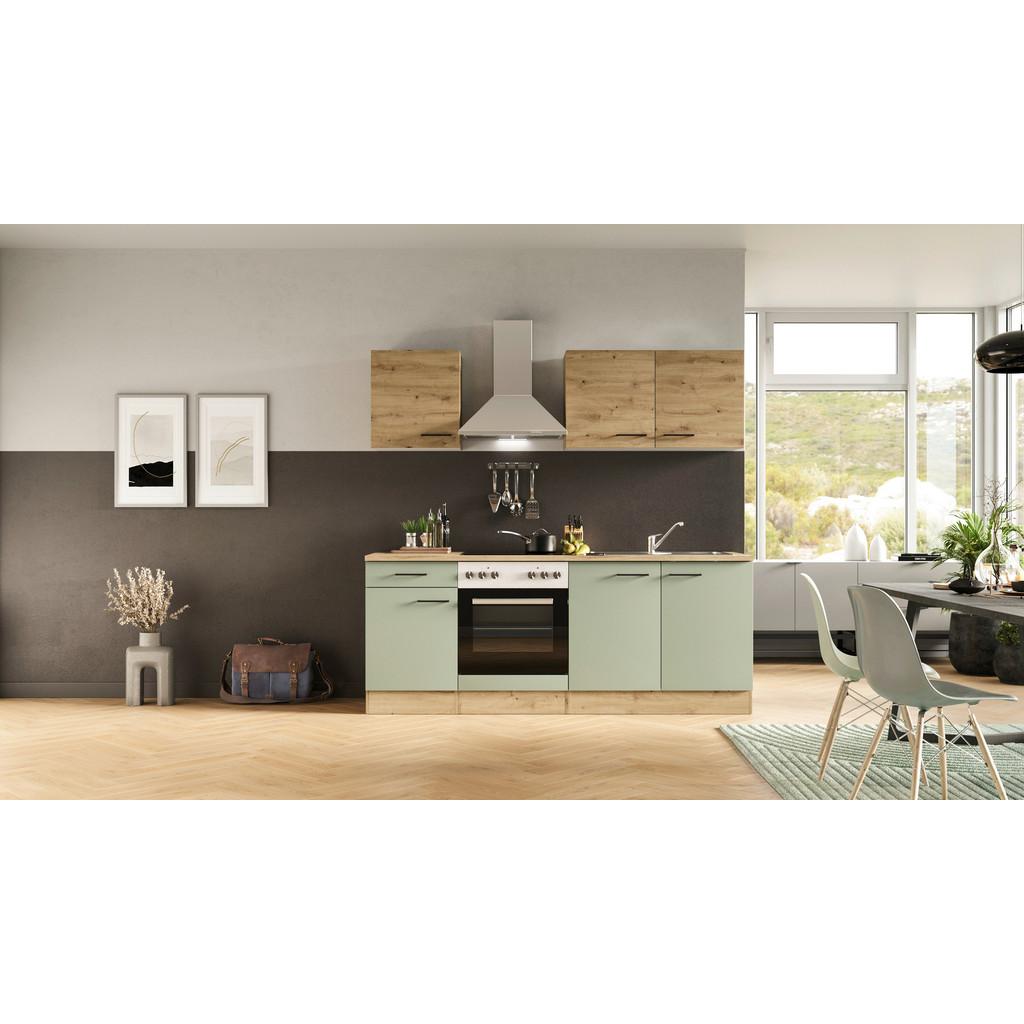 Küchenblock Cara Eiche Artisan/Grün B: 210 cm