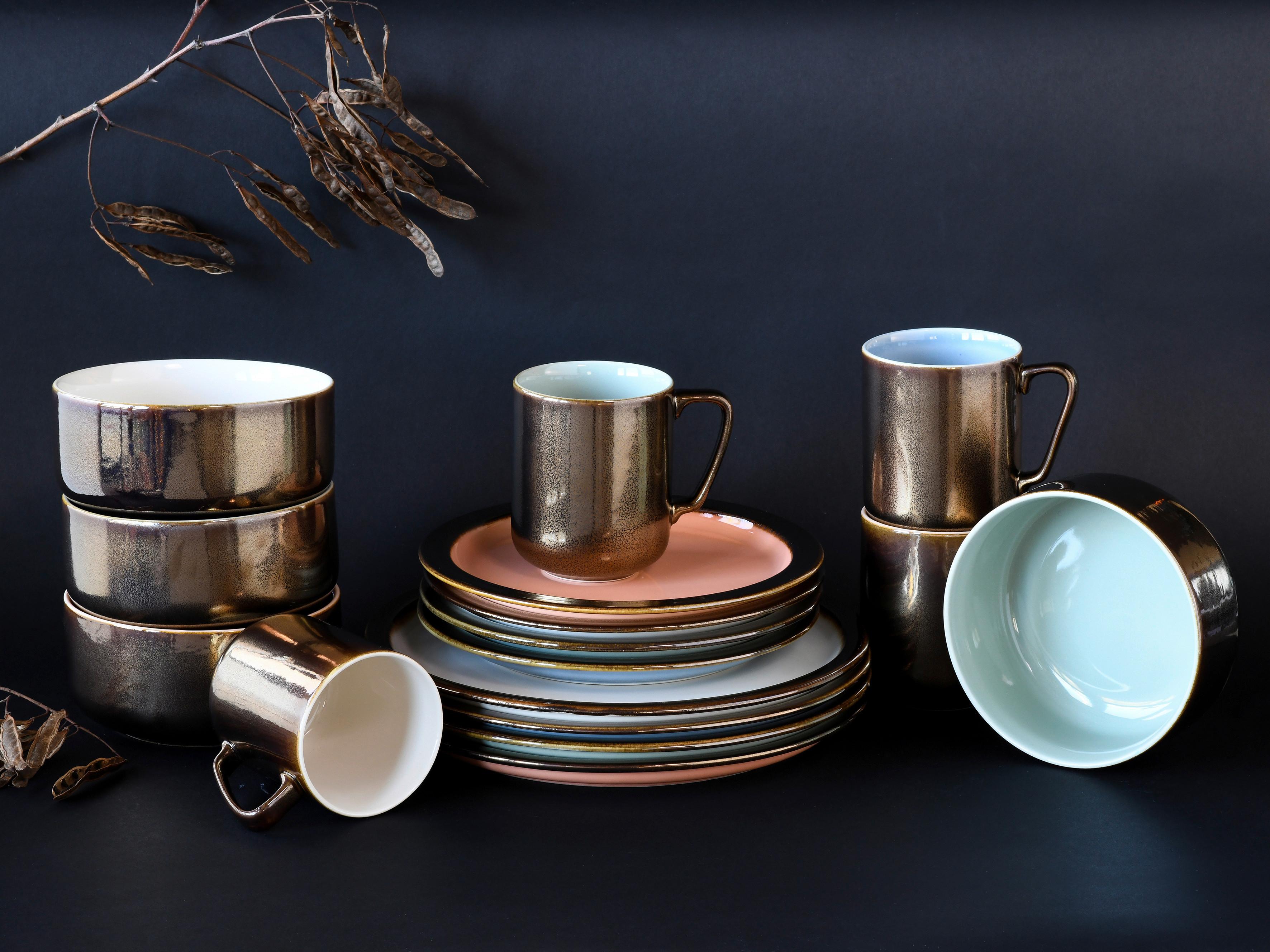 Kombiservice Keramik 4 Personen Geschirr Set - Multicolor, Keramik - Creatable