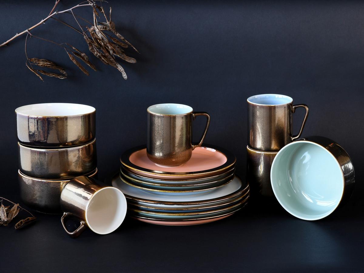 Kombiservice Keramik 4 Personen Geschirr Set - Multicolor, Keramik - Creatable