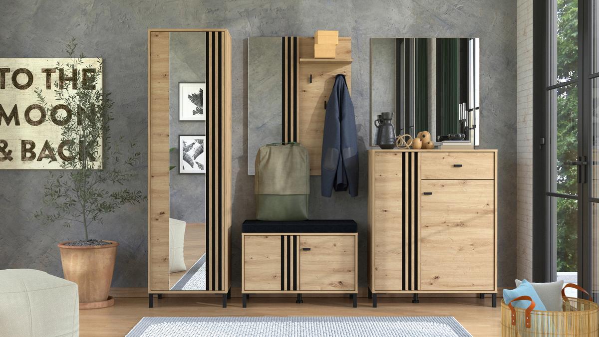 Fali Tükör Laval - Artisan tölgy, Modern, üveg (80/80/2cm)