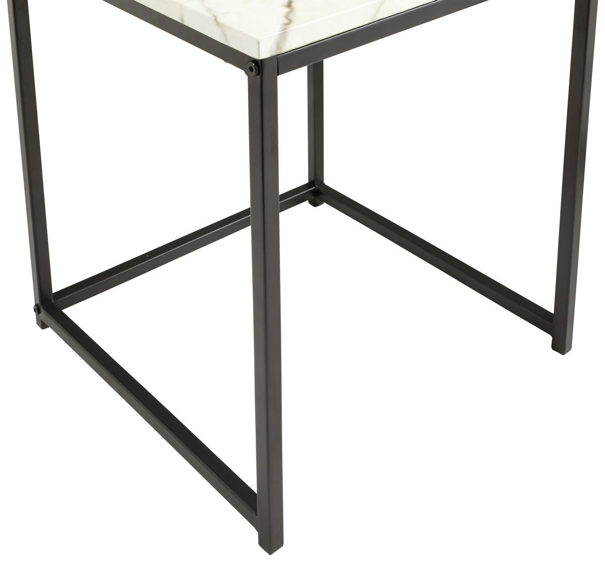 Beistelltisch Marmor-optik 3er-Set Torano, Schwarz/weiß - Schwarz/Weiß, Trend, Holzwerkstoff/Metall - MID.YOU