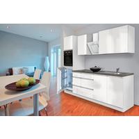 Küchenzeile Premium mit Geräten 270 cm Weiß Hochglanz - Weiß/Grau, MODERN, Holzwerkstoff (270cm) - Respekta